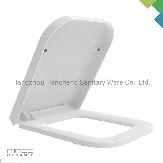 Assento Sanitário Quadrado, Assento Sanitário Fecho Suave Branco com Liberação Rápida, Dobradiças Ajustáveis ​​Top Fix 360, Assento Sanitário Duroplast Branco